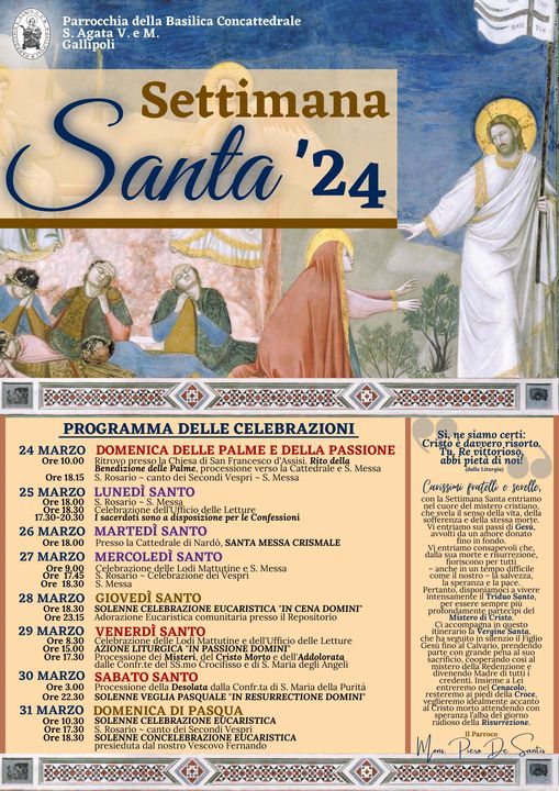 Programma delle Celebrazioni della Settimana Santa